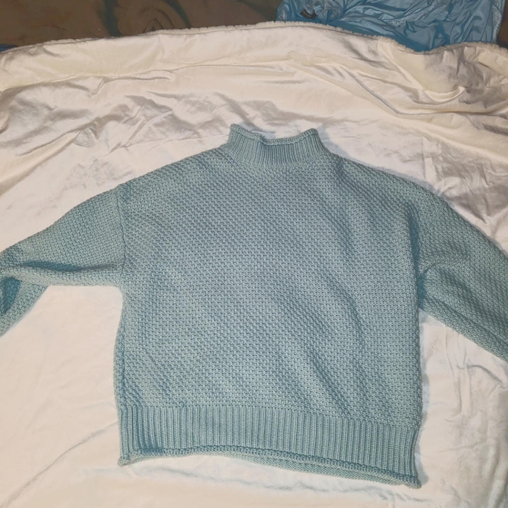 Blue turtle neck